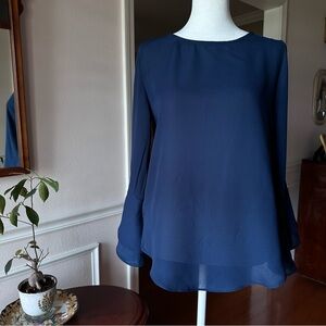 Blue flared sleeves blouse size small Abbeline